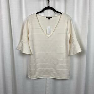 Banana Republic Cream Short Trumpet Sleeve Blouse Sz.L NWT